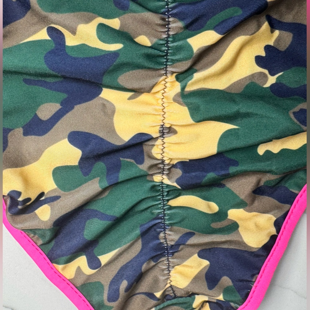 Adult Camo Swim Bottom with Pink Trim